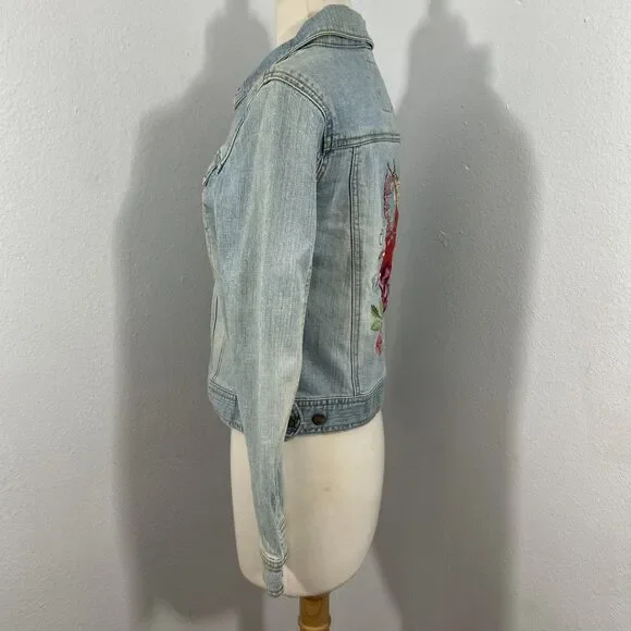 Childrens Place Jean Jacket Womens 14 Fairy Embroidered Denim BohoY2K - Picture 3 of 8